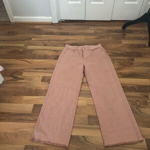American Eagle Dusty Pink Wide Leg Crop High Waist Jean Button Fly Size 0
